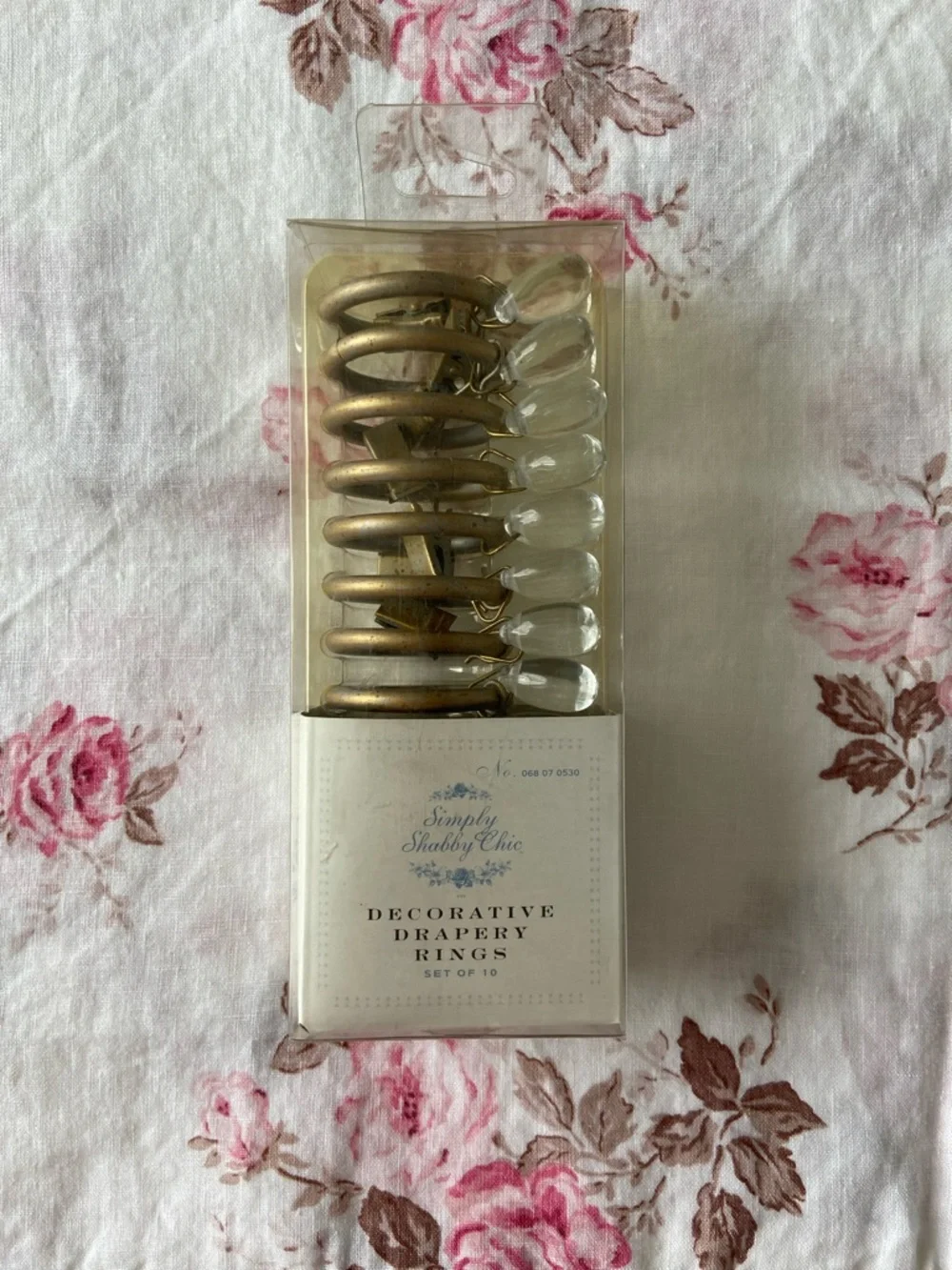 Simply Shabby Chic Bronze Gold Drapery Rings Tear Drop Accents Set of 10 NEW